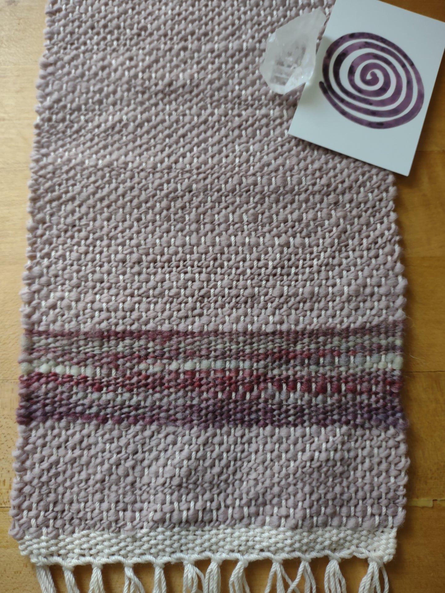 Altar cloth, handwoven wool, rose and lavender shades