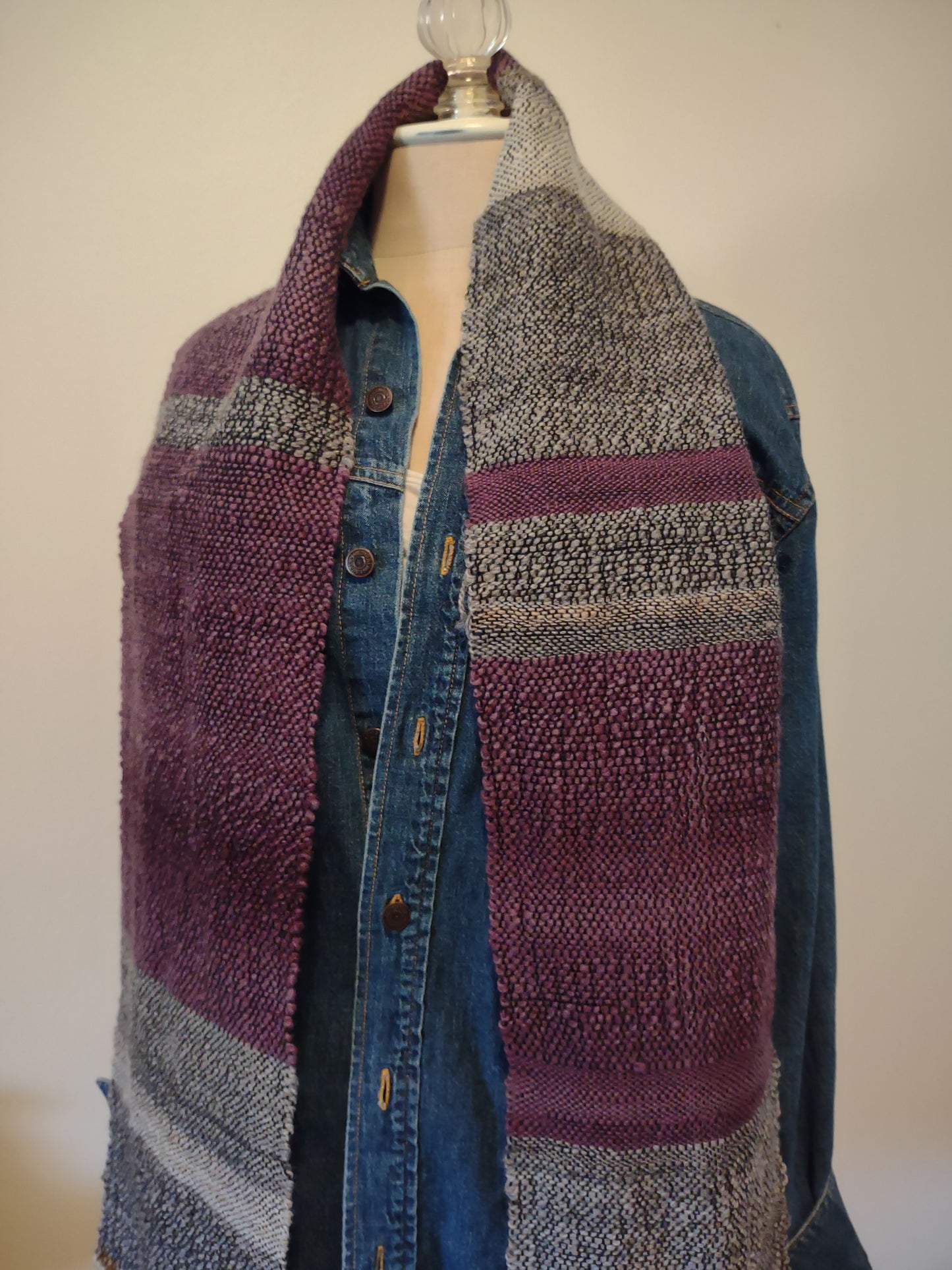 "Lavender Mist" -  Handspun wool scarf with Merino and Alpaca