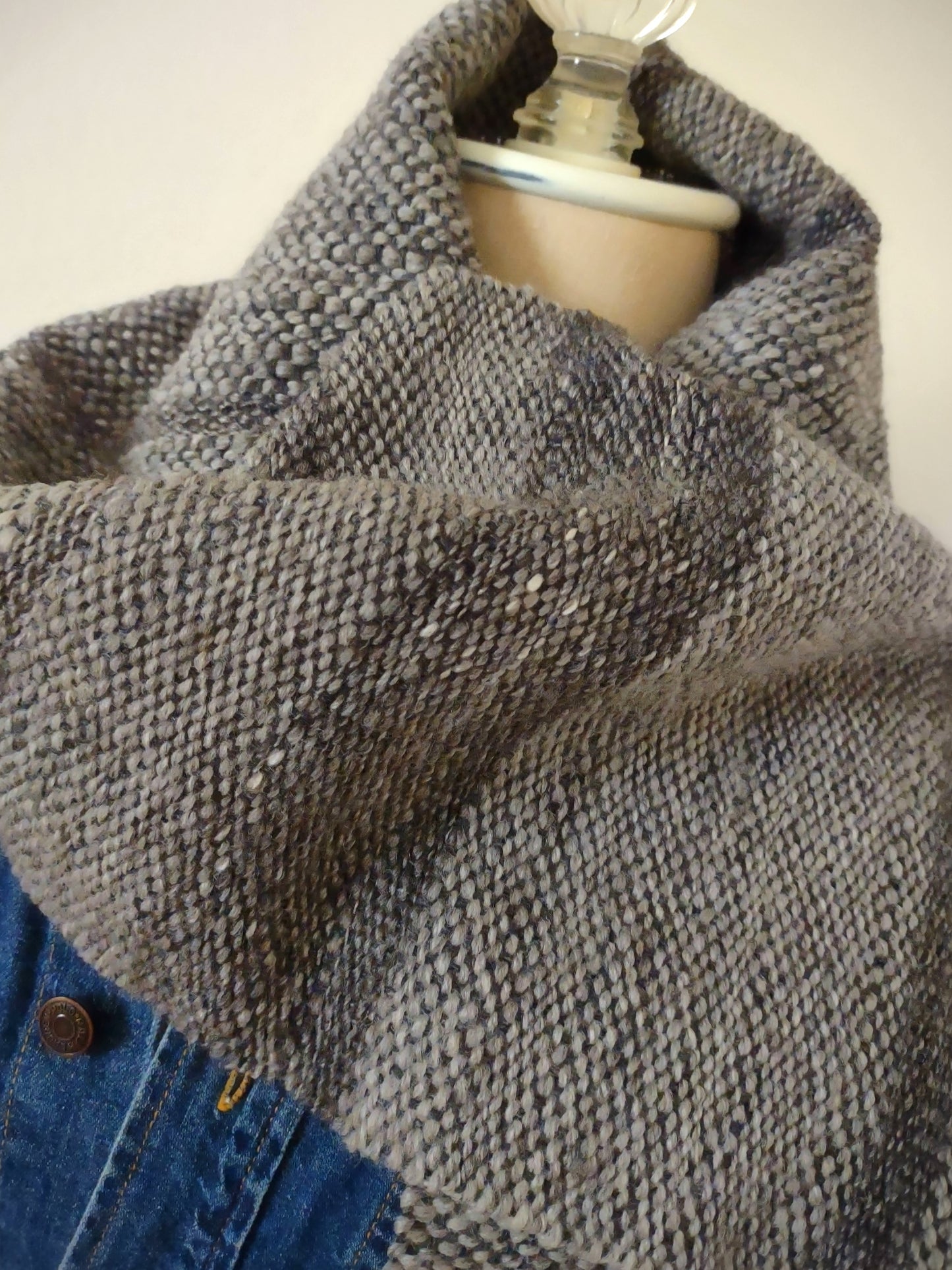 Handwoven scarf featuring handspun Merino wool with a bit of silk