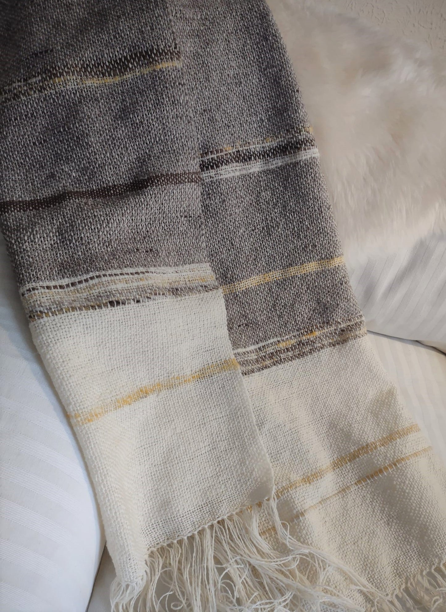 "Gold & Honey" - large handwoven shawl