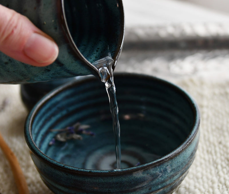 Water Ceremony Vessels to use for prayer, healing rituals, manifesting - handcrafted bowl, pitcher and salt container.