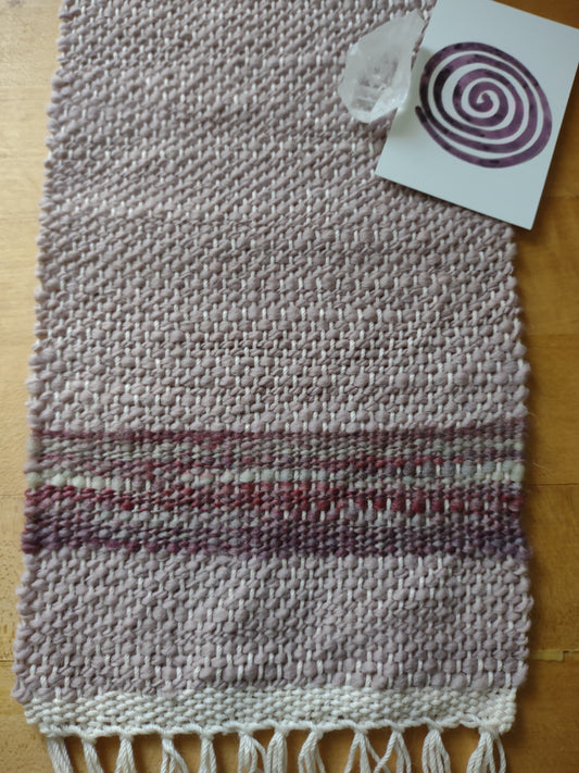 Altar cloth, handwoven wool, rose and lavender shades