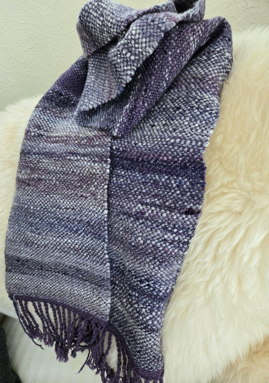 Lavender Clouds - Handwoven scarf - Merino wool
