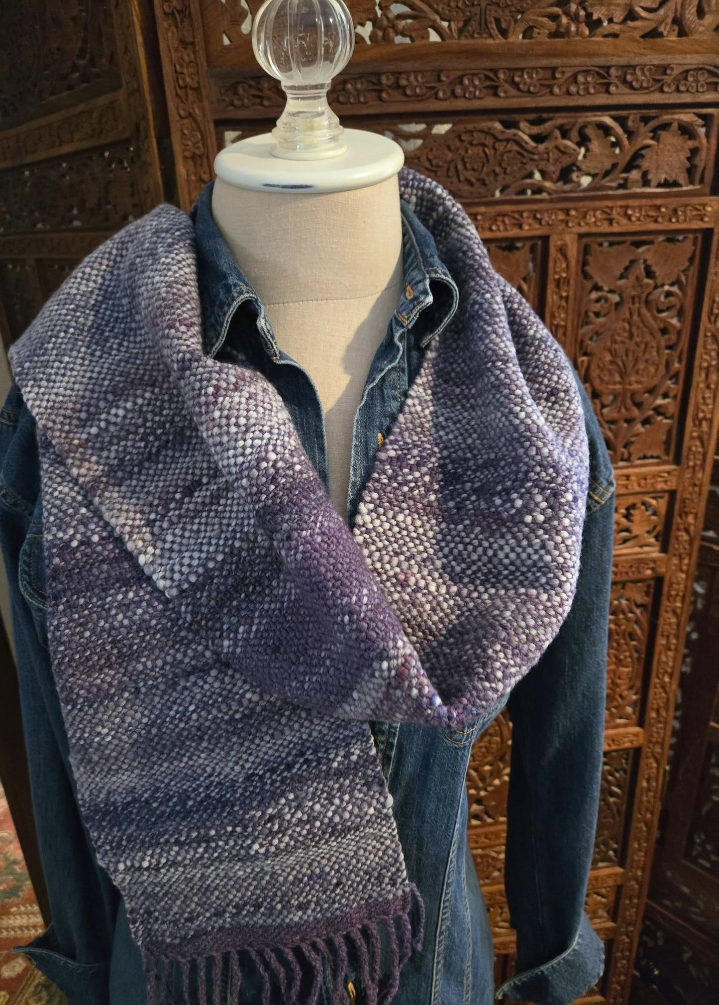 Lavender Clouds - Handwoven scarf - Merino wool