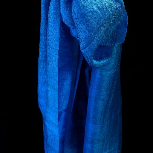 Thai silk scarf in rich ocean blue shades, hand made and hand dyed.